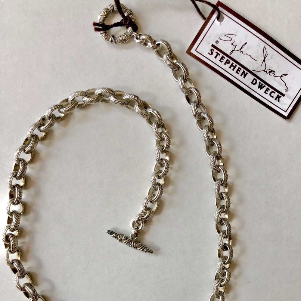 NWT Stephen Dweck Sterling Engraved Necklace 18”